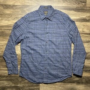 J.Crew Mens Cashmere Blend Flannel Shirt Blue Plaid Medium Classic Fit Button Up